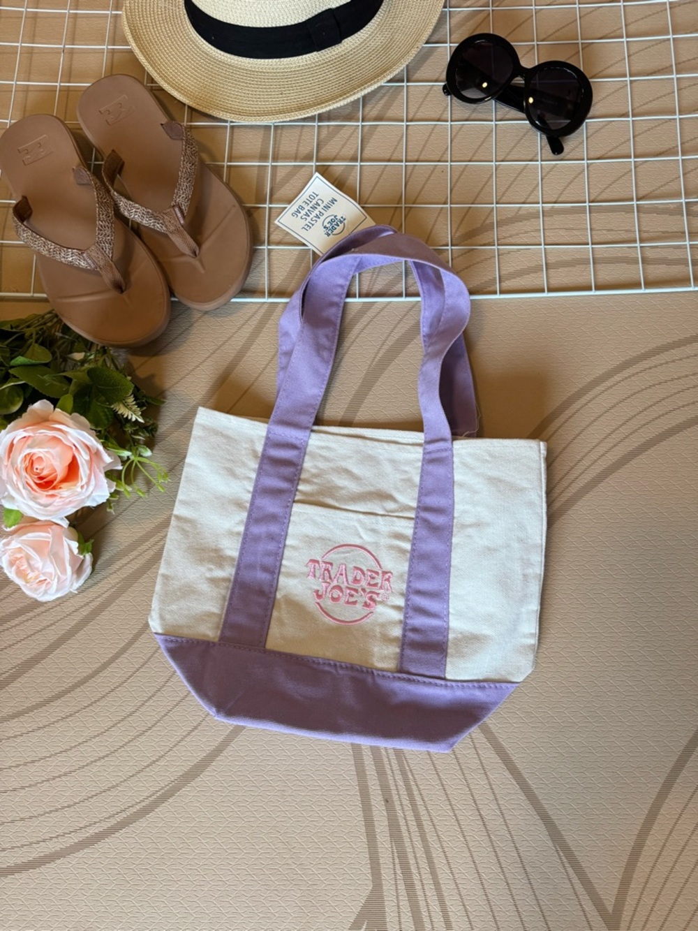 Trader Joe's Lavender-Trim Canvas Tote